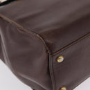 CELINE Hand Bag Leather Brown Gold Auth ep16168-20