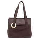 CELINE Hand Bag Leather Brown Gold Auth ep16168-13