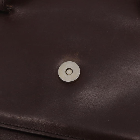 CELINE Hand Bag Leather Brown Gold Auth ep16168