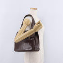 CELINE Hand Bag Leather Brown Gold Auth ep16168-36