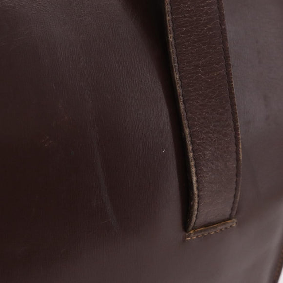 CELINE Hand Bag Leather Brown Gold Auth ep16168