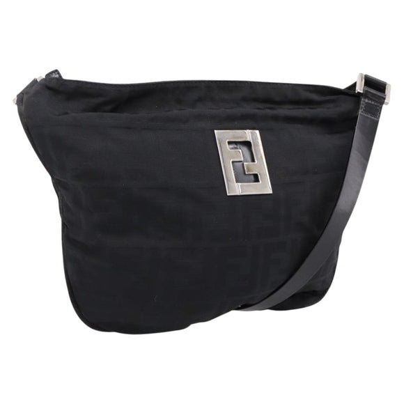 FENDI Zucca Canvas Shoulder Bag Black Auth ep16169