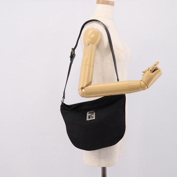 FENDI Zucca Canvas Shoulder Bag Black Auth ep16169