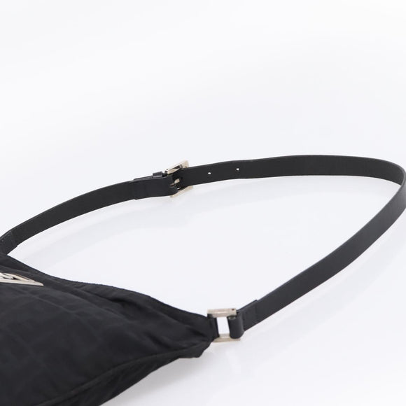 FENDI Zucca Canvas Shoulder Bag Black Auth ep16169