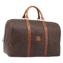 CELINE Macadam Canvas Boston Bag PVC Leather Brown Gold Auth ep16176-1