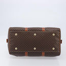CELINE Macadam Canvas Boston Bag PVC Leather Brown Gold Auth ep16176-6