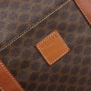 CELINE Macadam Canvas Boston Bag PVC Leather Brown Gold Auth ep16176-19