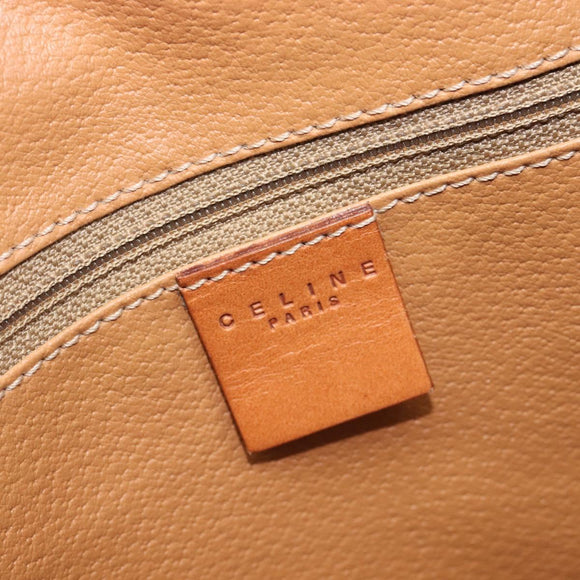 CELINE Macadam Canvas Boston Bag PVC Leather Brown Gold Auth ep16176
