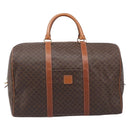 CELINE Macadam Canvas Boston Bag PVC Leather Brown Gold Auth ep16176-13
