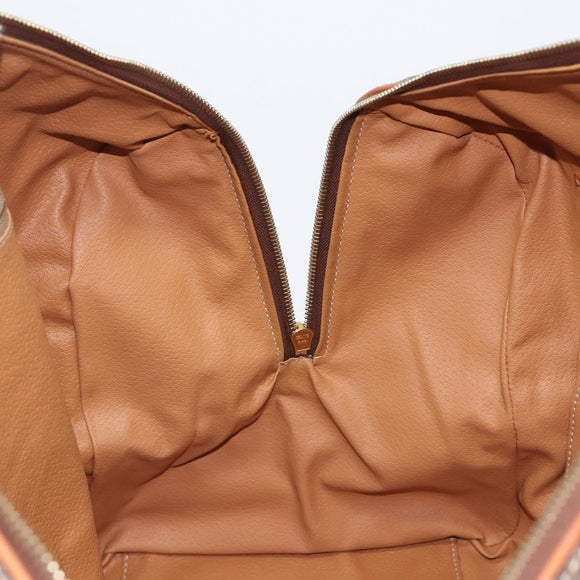 CELINE Macadam Canvas Boston Bag PVC Leather Brown Gold Auth ep16176