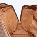 CELINE Macadam Canvas Boston Bag PVC Leather Brown Gold Auth ep16176-23