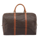 CELINE Macadam Canvas Boston Bag PVC Leather Brown Gold Auth ep16176-2