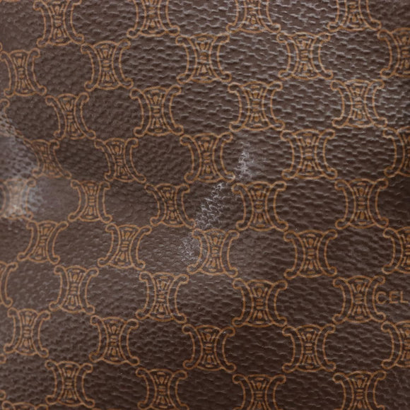 CELINE Macadam Canvas Boston Bag PVC Leather Brown Gold Auth ep16176