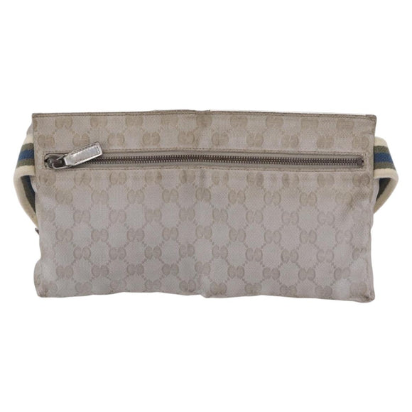 GUCCI GG Canvas Waist Bag Silver 28566 Auth ep16179