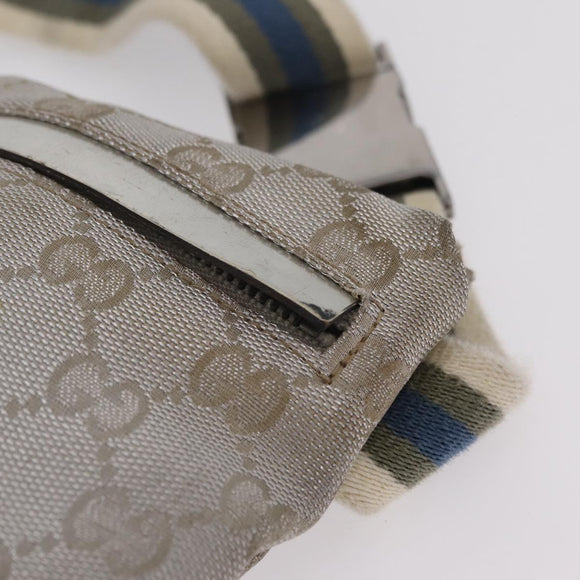 GUCCI GG Canvas Waist Bag Silver 28566 Auth ep16179