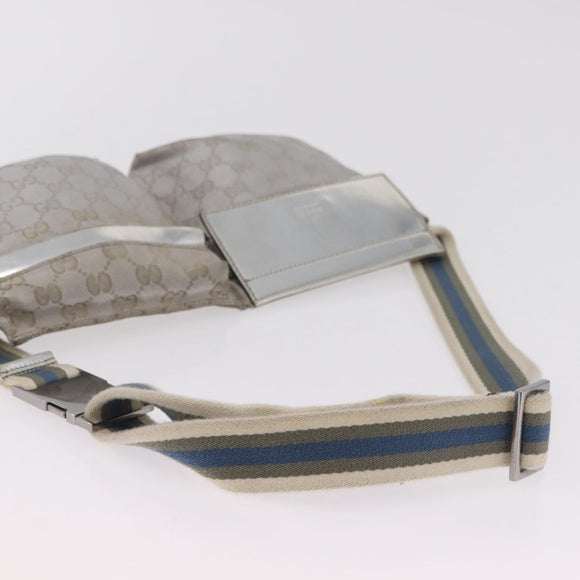 GUCCI GG Canvas Waist Bag Silver 28566 Auth ep16179