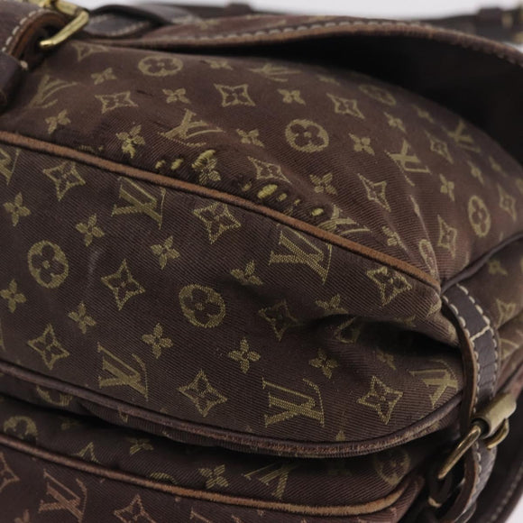 LOUIS VUITTON Monogram Mini Lin Saumur 30 Bag Brown Fuzan M95227 LV Auth ep16180