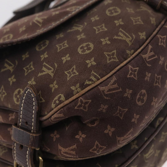LOUIS VUITTON Monogram Mini Lin Saumur 30 Bag Brown Fuzan M95227 LV Auth ep16180