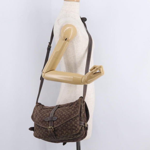 LOUIS VUITTON Monogram Mini Lin Saumur 30 Bag Brown Fuzan M95227 LV Auth ep16180