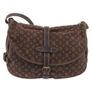 LOUIS VUITTON Monogram Mini Lin Saumur 30 Bag Brown Fuzan M95227 LV Auth ep16180-3