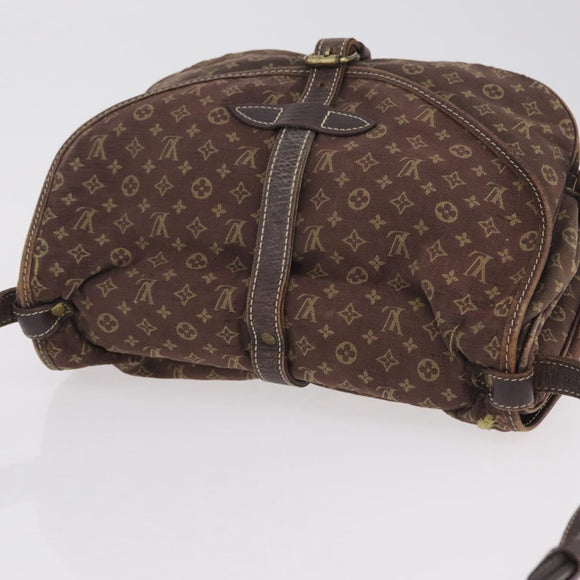 LOUIS VUITTON Monogram Mini Lin Saumur 30 Bag Brown Fuzan M95227 LV Auth ep16180