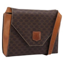 CELINE Macadam Canvas Shoulder Bag PVC Leather Brown Gold Auth ep16182-1