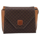 CELINE Macadam Canvas Shoulder Bag PVC Leather Brown Gold Auth ep16182-13