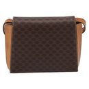 CELINE Macadam Canvas Shoulder Bag PVC Leather Brown Gold Auth ep16182-2