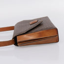 CELINE Macadam Canvas Shoulder Bag PVC Leather Brown Gold Auth ep16182-3