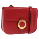 CELINE Shoulder Bag Leather Red Gold Auth ep16186A-1