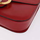 CELINE Shoulder Bag Leather Red Gold Auth ep16186A-11