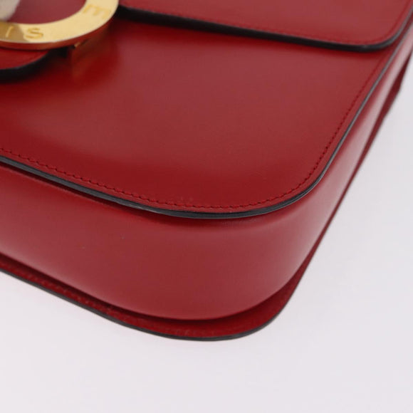 CELINE Shoulder Bag Leather Red Gold Auth ep16186A