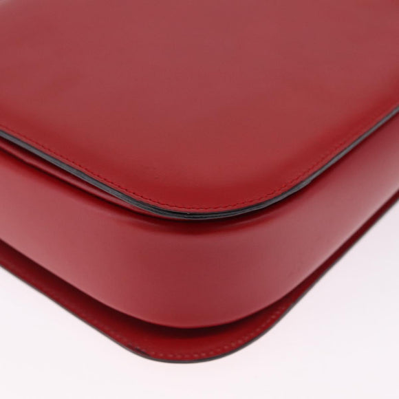 CELINE Shoulder Bag Leather Red Gold Auth ep16186A