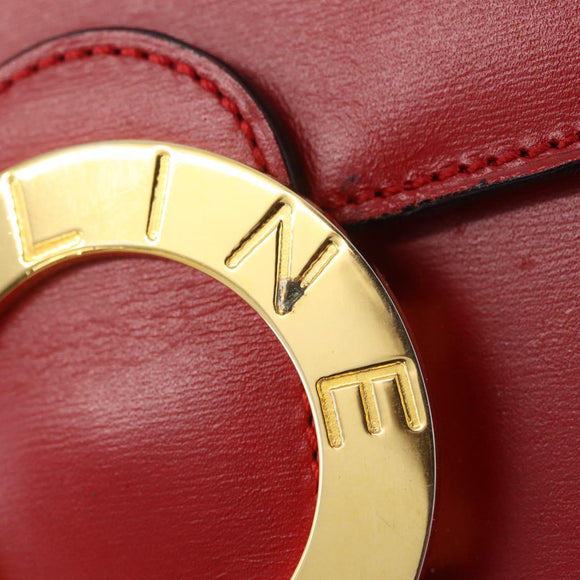 CELINE Shoulder Bag Leather Red Gold Auth ep16186A