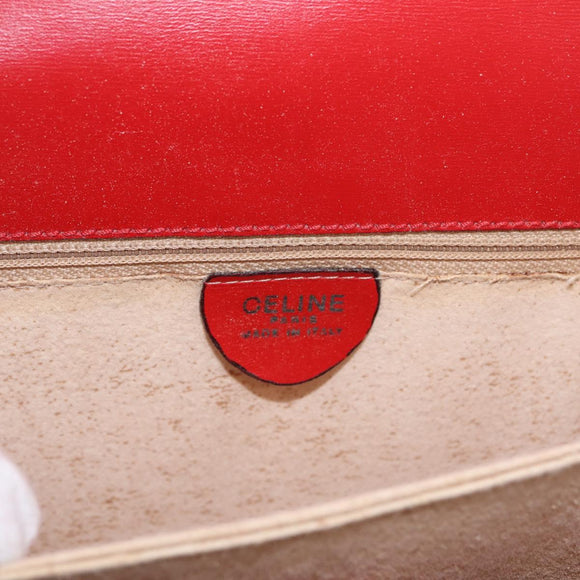 CELINE Shoulder Bag Leather Red Gold Auth ep16186A