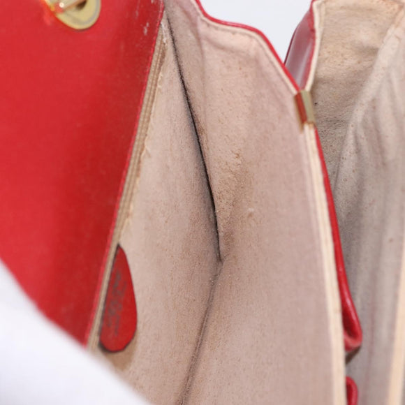 CELINE Shoulder Bag Leather Red Gold Auth ep16186A