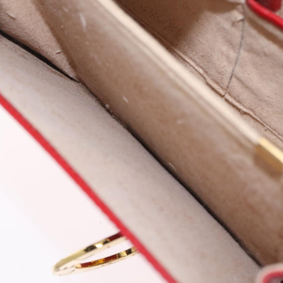 CELINE Shoulder Bag Leather Red Gold Auth ep16186A