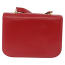 CELINE Shoulder Bag Leather Red Gold Auth ep16186A-3
