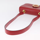 CELINE Shoulder Bag Leather Red Gold Auth ep16186A-7
