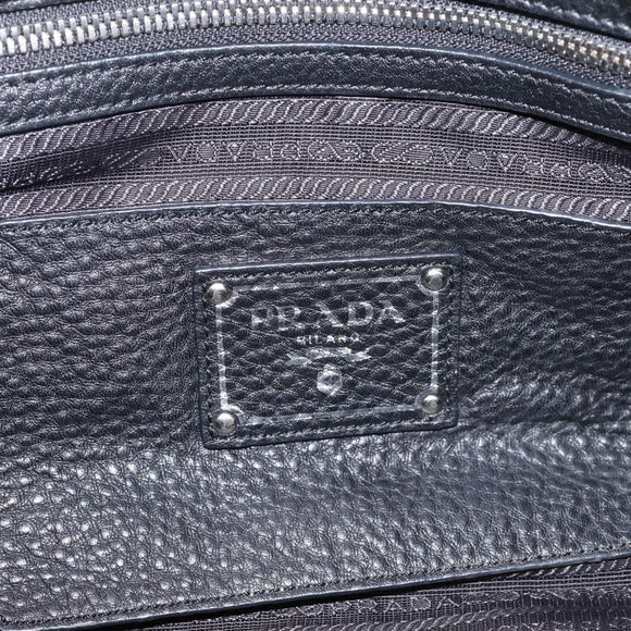 PRADA Hand Bag Leather Black Silver Auth ep16195A
