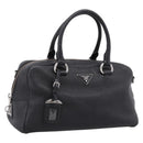 PRADA Hand Bag Leather Black Silver Auth ep16195A-1