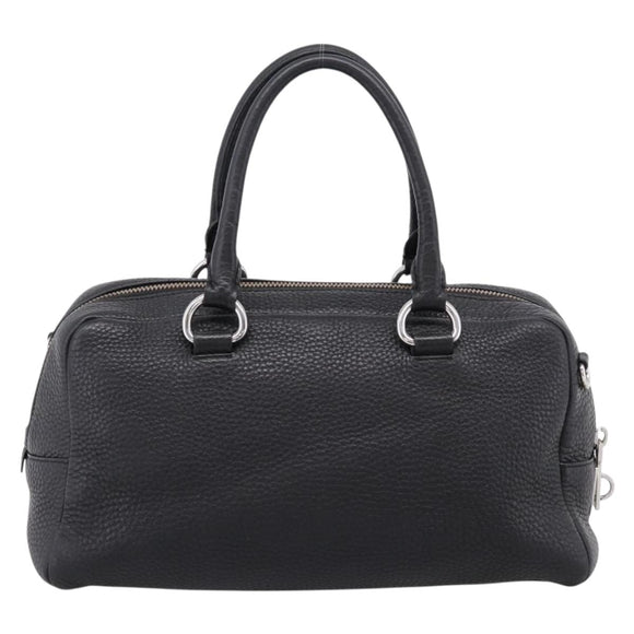 PRADA Hand Bag Leather Black Silver Auth ep16195A