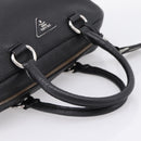 PRADA Hand Bag Leather Black Silver Auth ep16195A-7