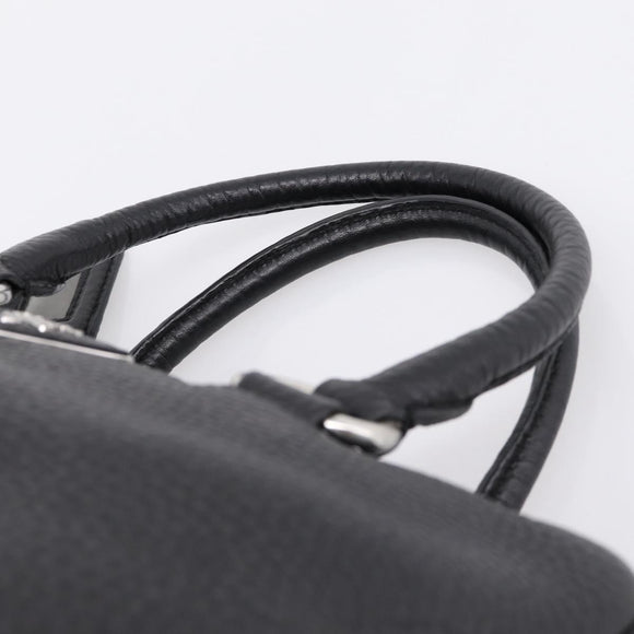 PRADA Hand Bag Leather Black Silver Auth ep16195A
