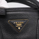 PRADA Hand Bag Leather 2way Black Gold Auth ep16198V-28
