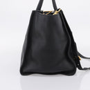 PRADA Hand Bag Leather 2way Black Gold Auth ep16198V-3