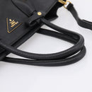 PRADA Hand Bag Leather 2way Black Gold Auth ep16198V-7