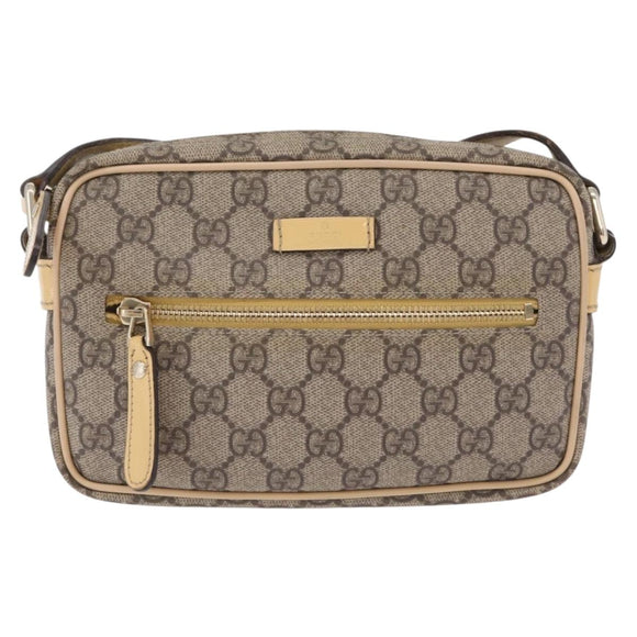 GUCCI GG Supreme Shoulder Bag PVC Beige Gold 201447 Auth ep16201