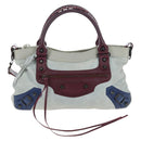 BALENCIAGA The First Hand Bag Leather 2way Gray 103208 Auth ep16202V-13