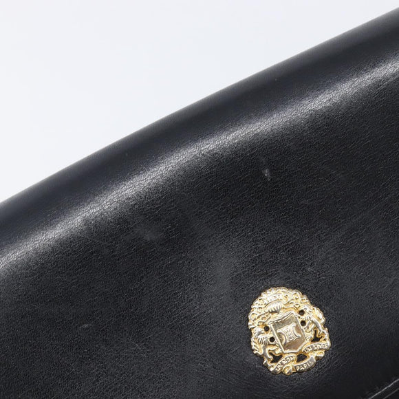 CELINE Chain Shoulder Bag Leather Black Gold Auth ep16204